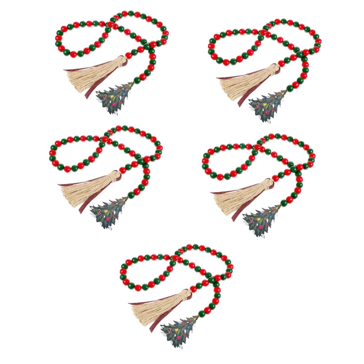 Guirnalda de cuentas de madera navideñas Ciieeo de 5 piezas para adornos de fiesta