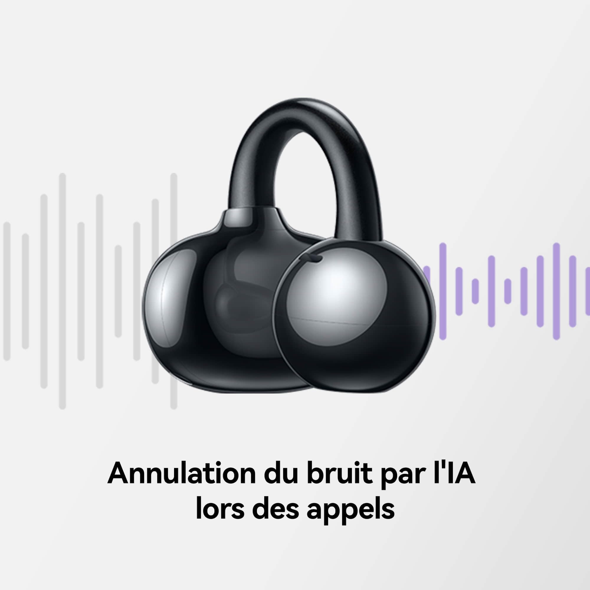 HUAWEI FreeClip écouteurs, écouteurs sans Fil, Bluetooth, 8 Heures d'autonomie, Écoute Ouverte subversive, Ajustement sûr, Confort de Port Optimal, avec iOS, Android et Windows, IP54, Noir