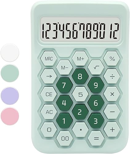 Miniatura 8 de Calculadora rosa, calculadora básica con pantalla LCD de 12 dígitos, artículos de oficina rosas, accesorios bonitos para oficina, hogar, escuela,