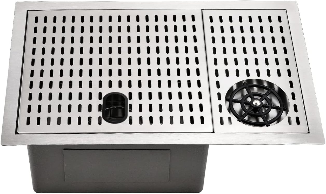25 Inch Undermount Kitchen Sink Bar Sink with Glass Rinser, Scamall Undermount Stainless Steel Prep Kitchen Sinks 25 x 15 x 9 Inches Single Bowl SM015SBG-3 25" x 15" x 9"