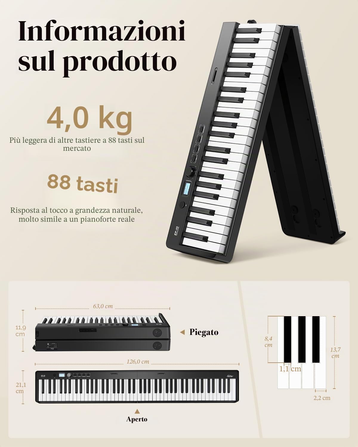 Eastar EP-10 88 Keys Fold Piano