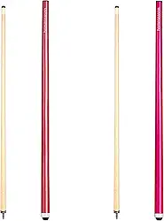 Conjunto de 2 tacos de sinuca de 147 cm com ponta de couro de fibra de 13 mm, 4 cores para iniciantes, comerciais e entretenimento doméstico