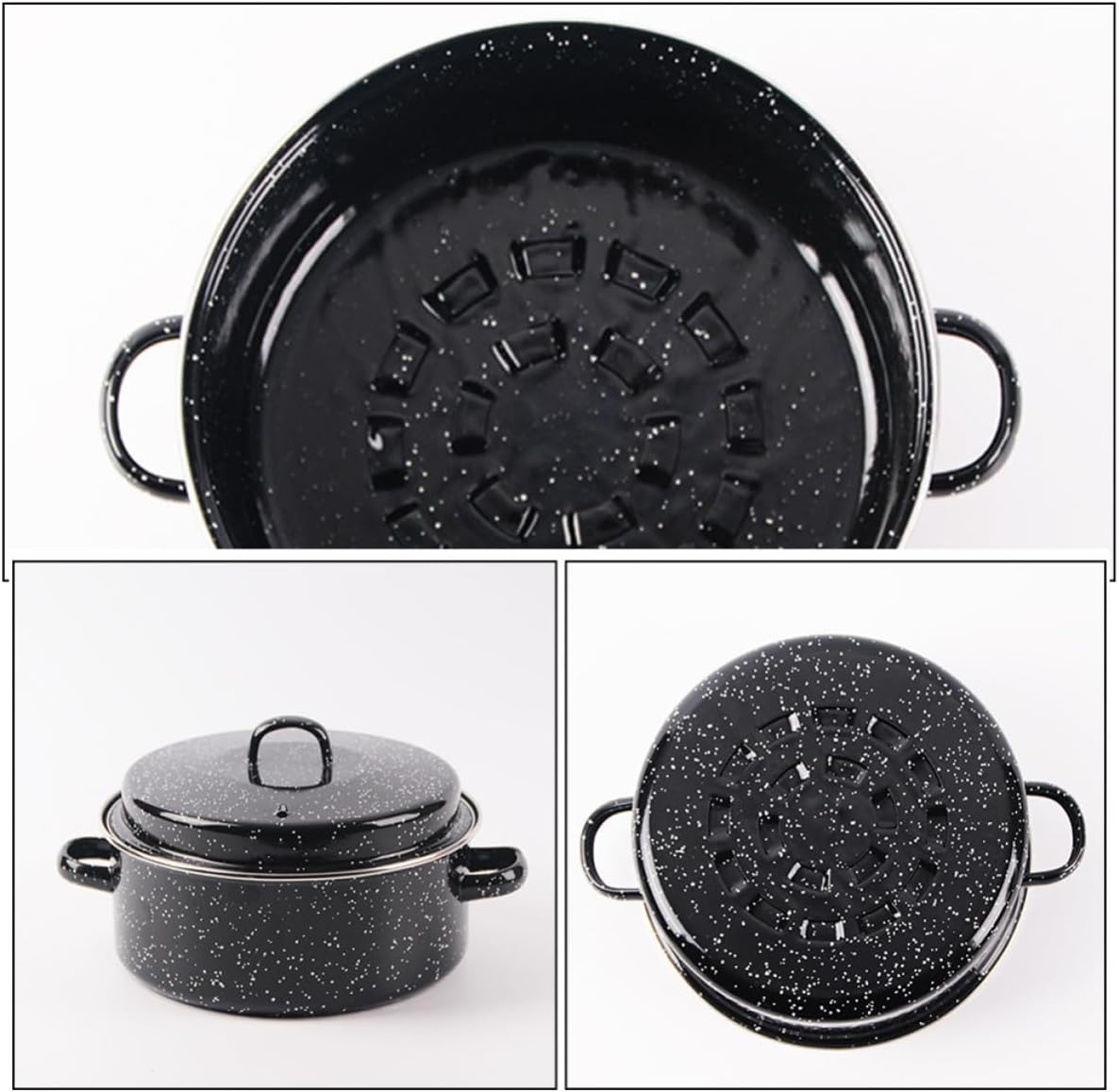 Enameled Roasting Pan with Lid and Rack for Everyday Cooking