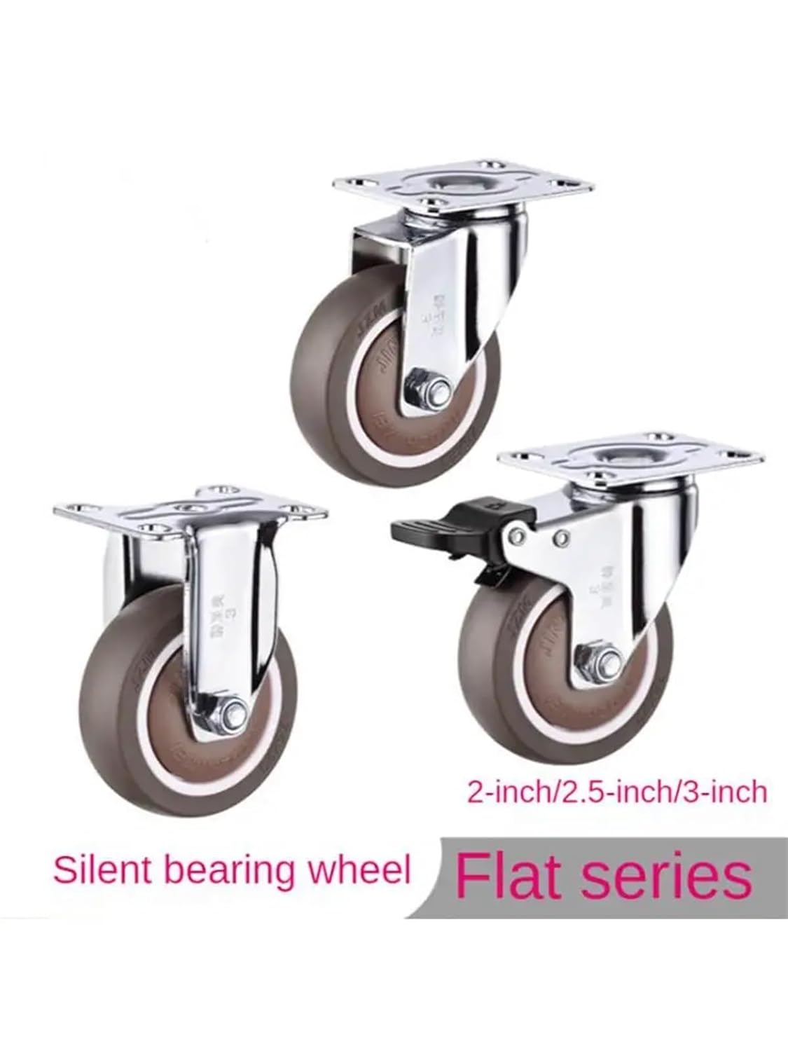 4 Pcs/Lot 2.5 Inch Fixed Caster Rubber Mute Light Furniture Shelf Ventilator Wheel