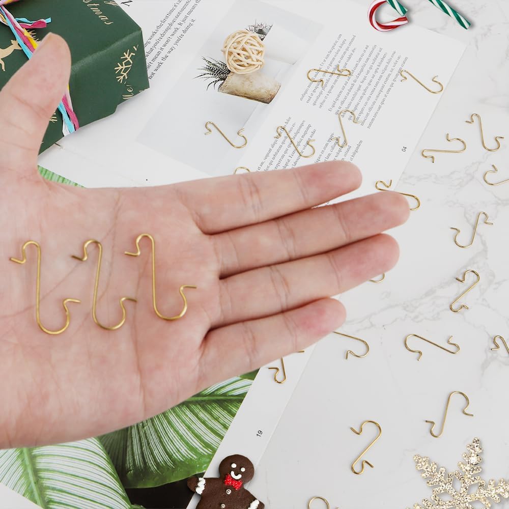 Ornament Hooks, 100 Pcs Christmas Ornament Hooks for Christmas Trees, Ornament Hangers, Metal Wire Christmass Trees Hooks, Chrismas Trees Ornaments for Xmas Chrismas Party Balls Decorations, Gold