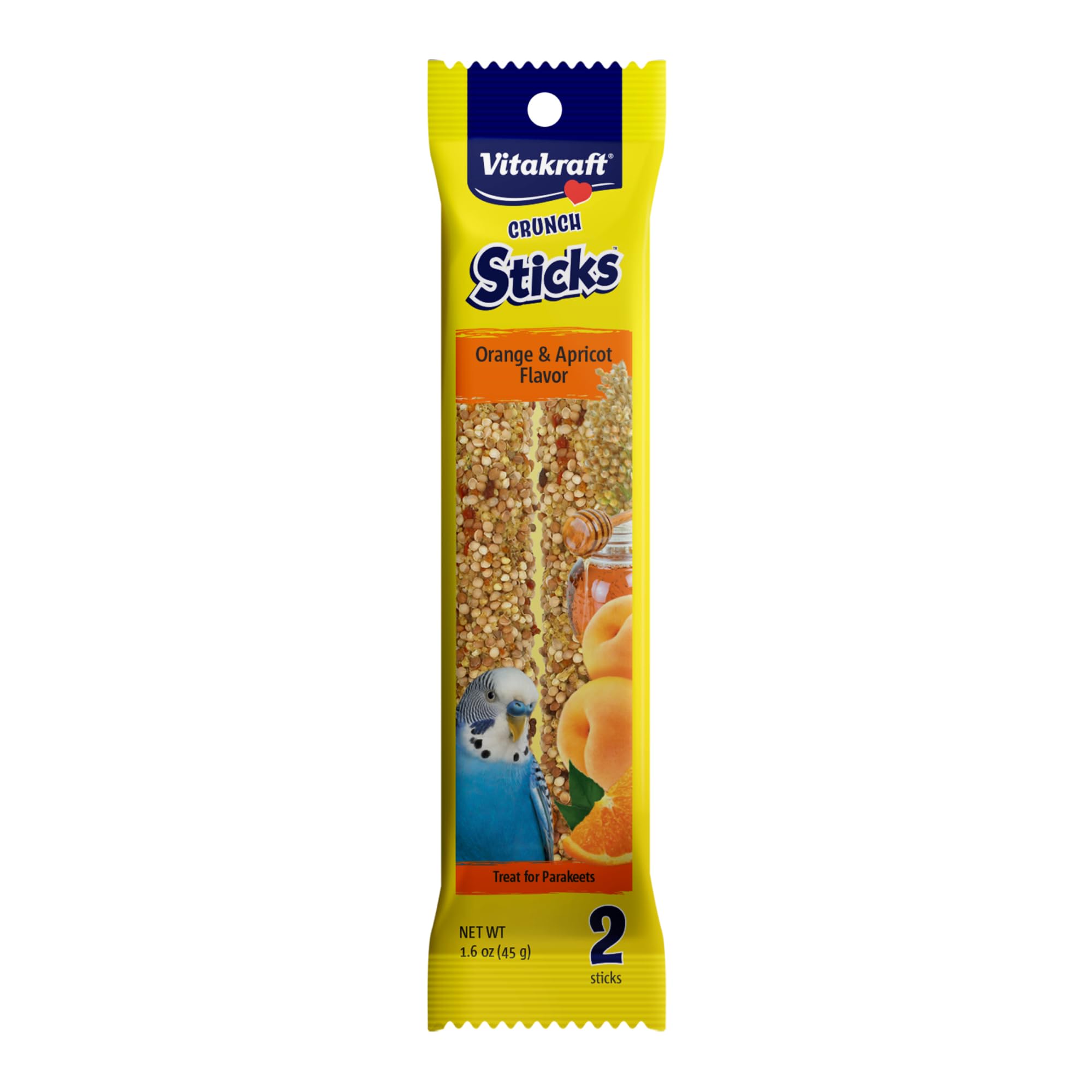 Vitakraft Crunch Sticks Parakeet Treat - 2 Sticks Orange and Apricot