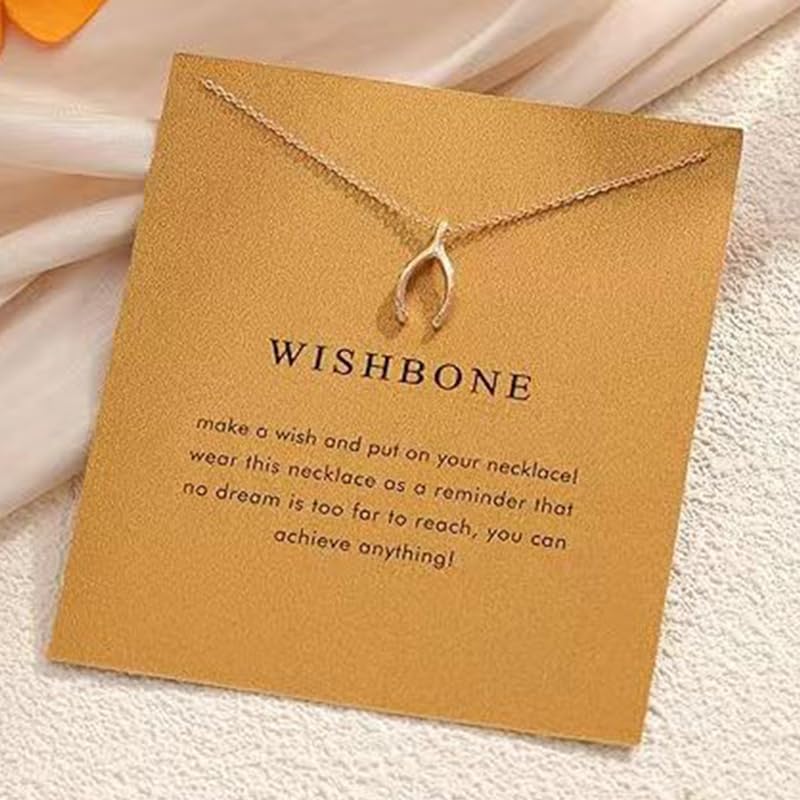 LIU JUN WishBone Necklace For Women, 14K Gold Plated Stack Two Layer Chain Make A Wish And Put On Your Good Luck Inspirational Jewelry Gift - Image 4