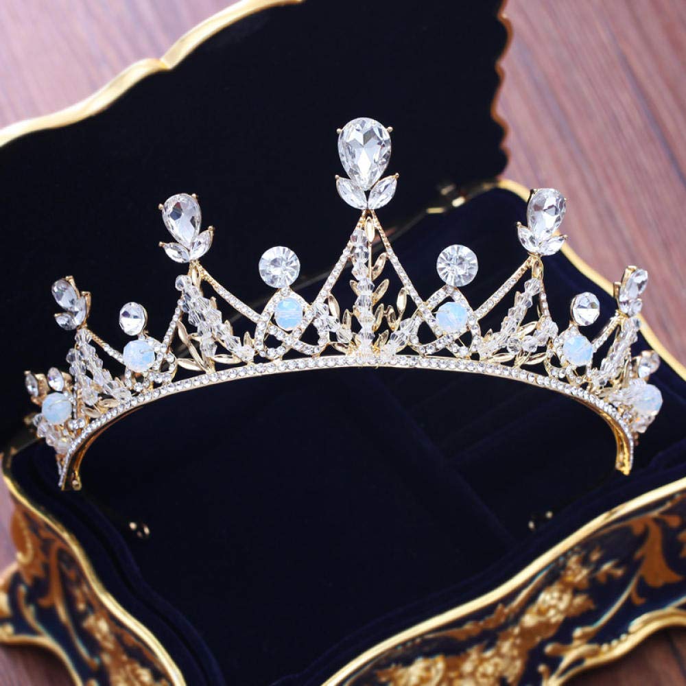 Tiara, stop strasu, biżuteria na głowę, dla panny młodej, ze złota, prosta, modna, na wesele, wesele, ozdoba do włosów, opaska na czoło w stylu vintage, prezent
