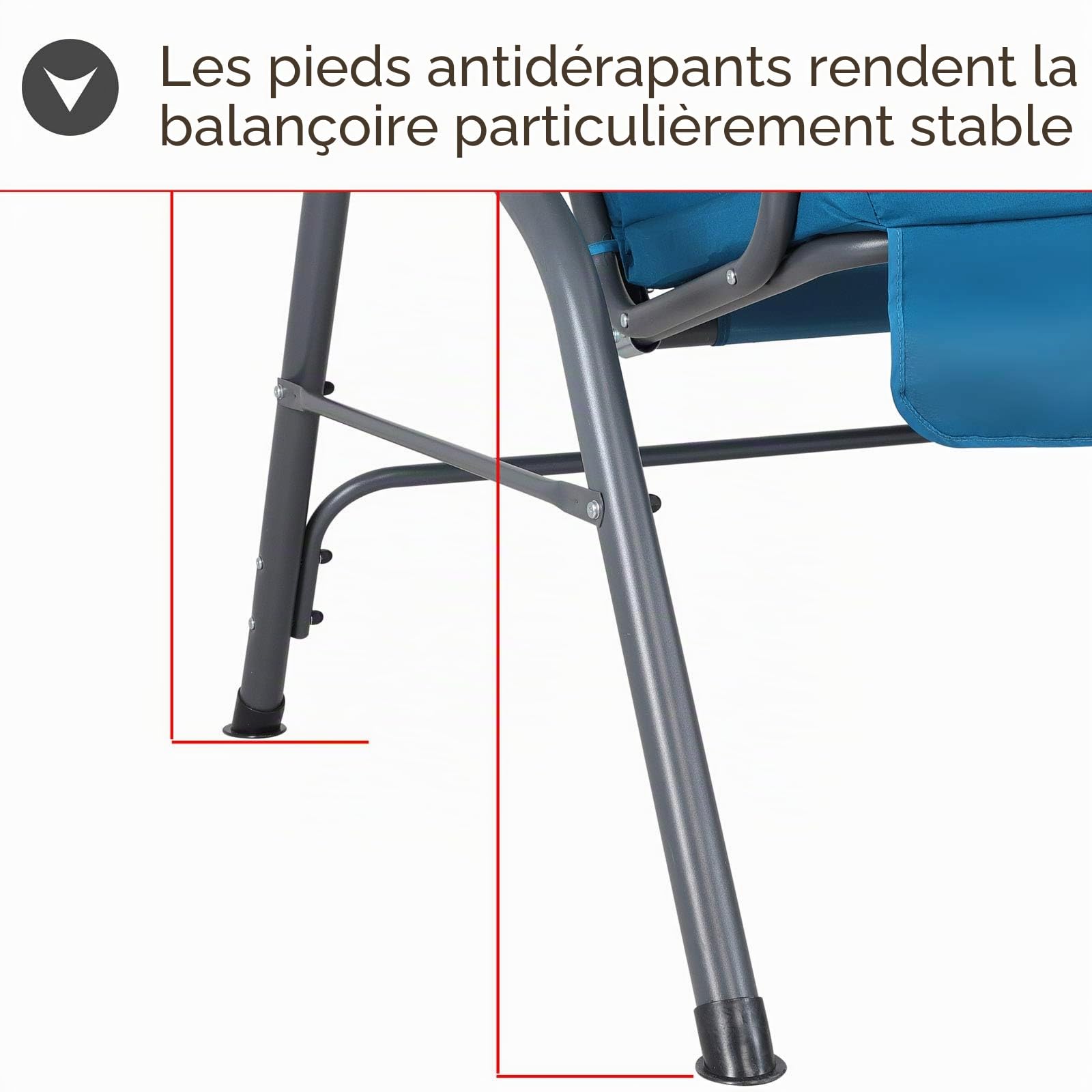 Balancelle de Jardin Hollywood Bleu 140x112x150 cm Balançoire Max 200kg Pare-Soleil Pieds antidérapants Jardin Terrasse