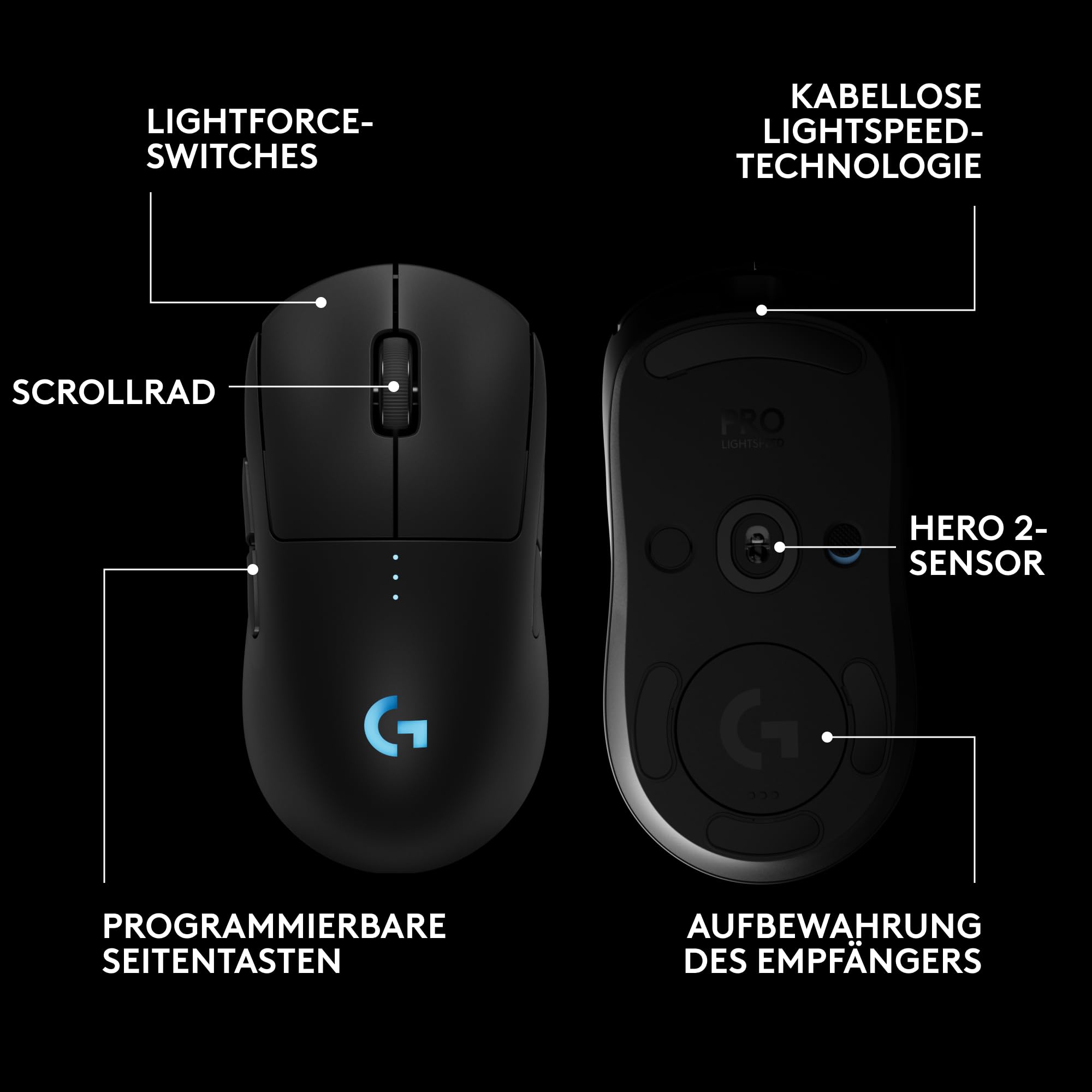Logitech G PRO 2 LIGHTSPEED kabellose Gaming-Maus Rechts-oder Linkshänder, mit bis zu 4 anpassbar... Ansicht 6