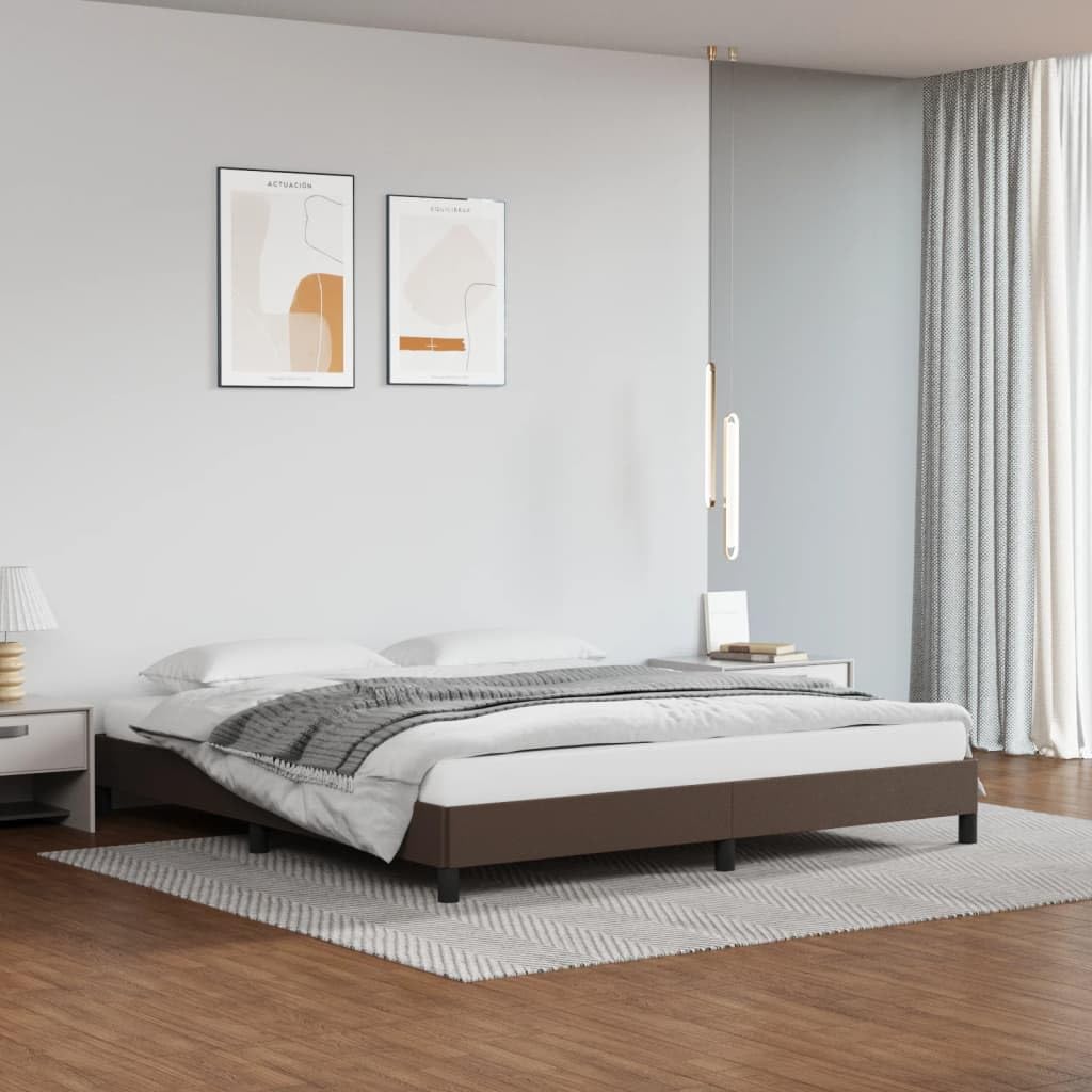 Similpelle Premium con Testata Imbottita Letto Imbottito Marrone 180x200 cm