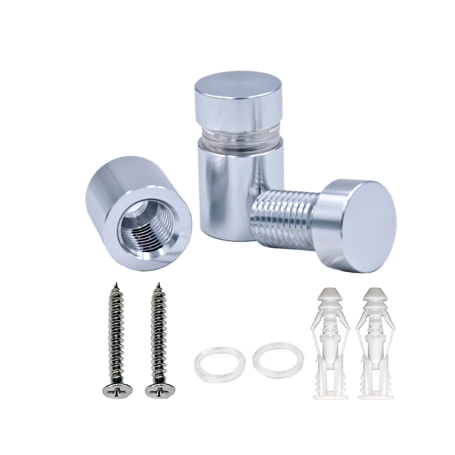 Aluminum Standoff Screws, Pack of 12pcs, Wall Sign Standoff Mounting Hardware Advertising Glass Standoff Nail for Hanging Acrylic Picture Frame (12, Silver, 1/2" x 1/2")