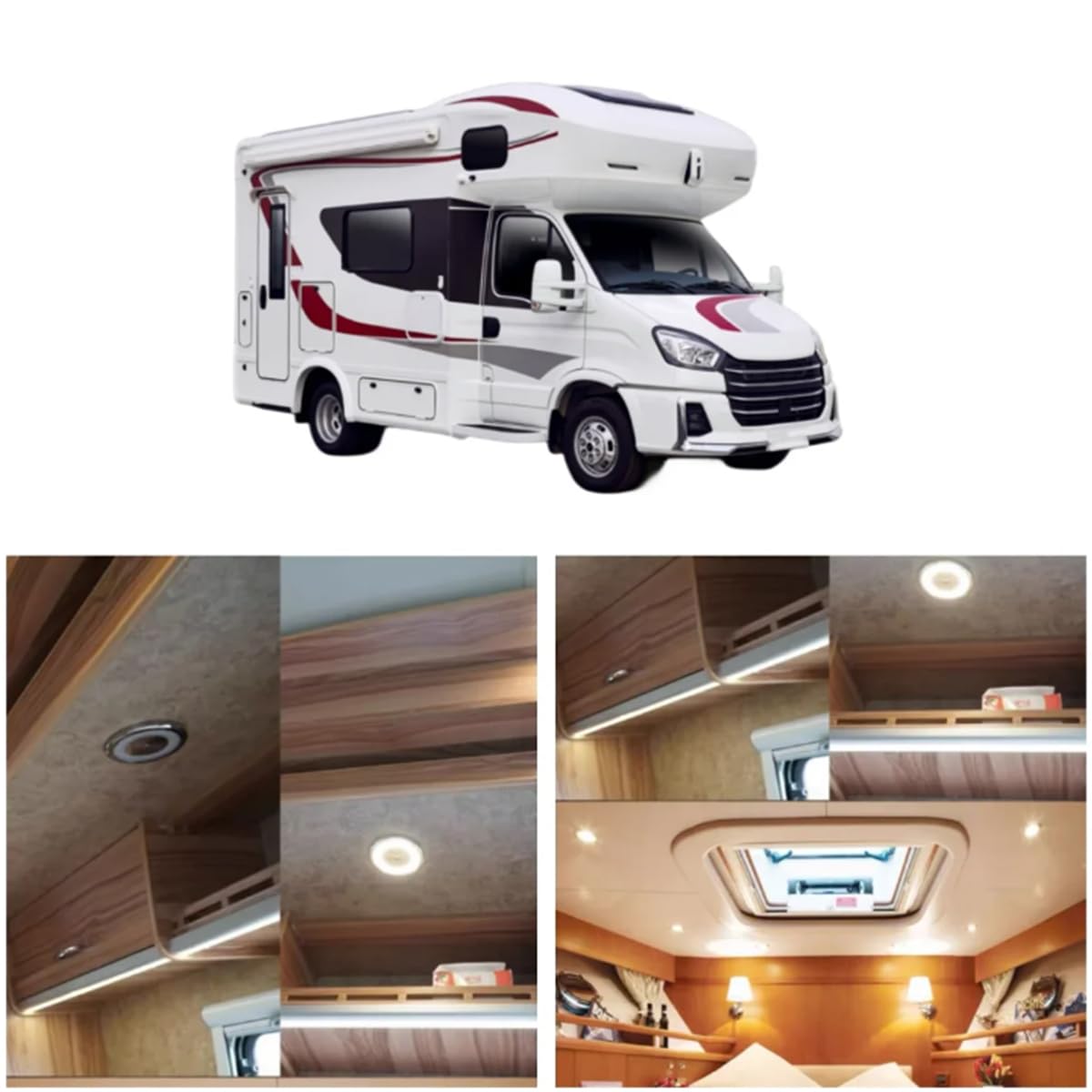 Plafonnier LED pour Camping-Car, 12V, 106mm, éclairage intérieur de Voiture, Interrupteur Tactile, intensité Variable, Lampe de Lecture pour Camping-Car, Bateau (Blanc Chaud 3 000 K)