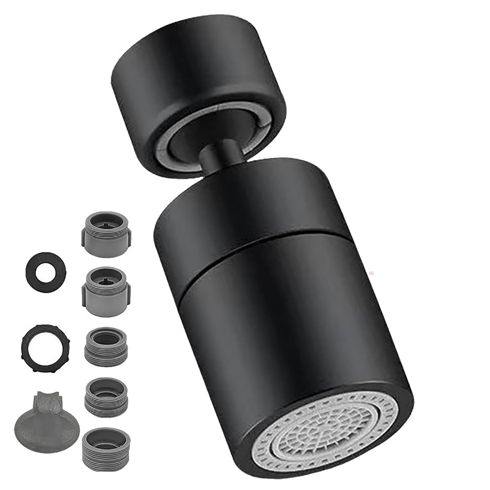 Kitchen Sink Tap Spray Head,360 Degree Faucet Aerators Splash Proof Spout with 2 Functions Modes Universal Adapter Attachment Replaceement End Diffuser Spout Bubbler Head Tap Accessories(Black)