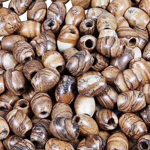 mookaitedecor 30pcs 16mm Natural Barrel Picture Jasper Large Hole Gemstone Beads for Jewellery Making Oval Loose Healing Crystal Stone Beads for Crafting European Bracelet Macrame DIY Projects - Image 3
