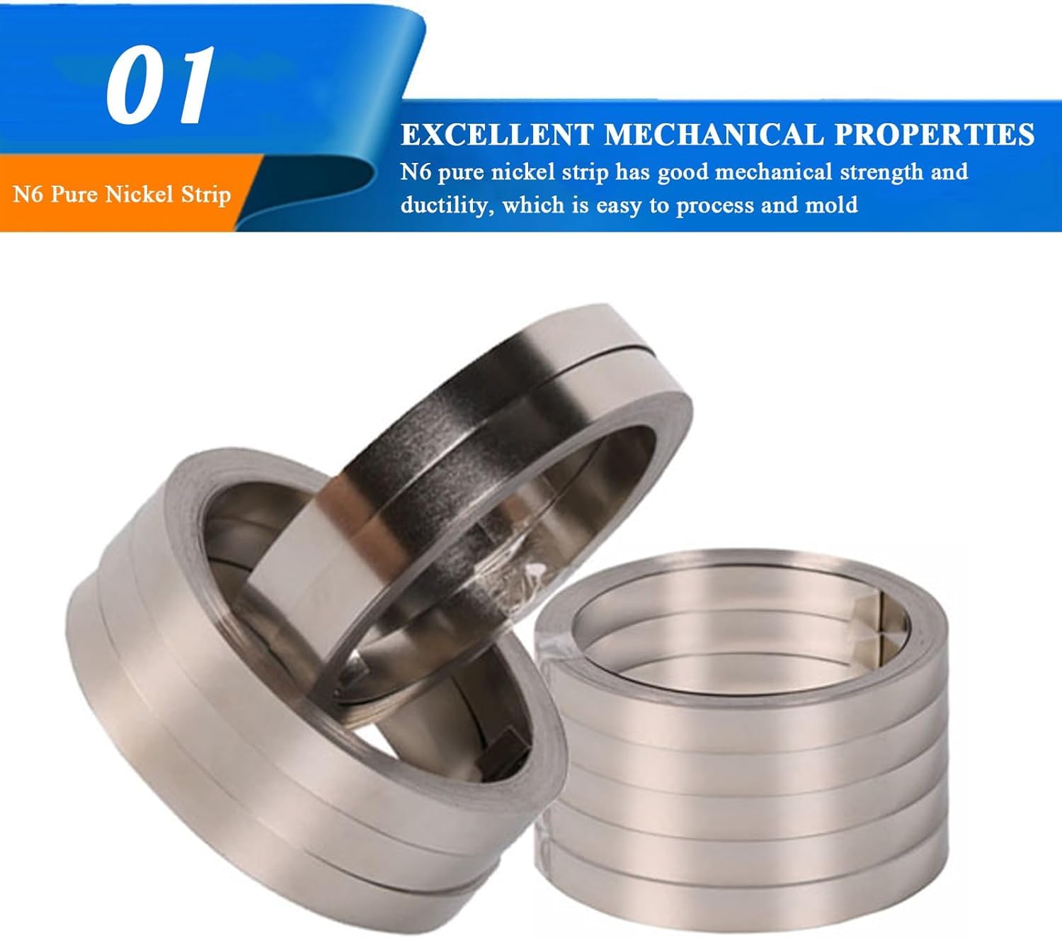 Nickel-Bandstreifen, Reiner Nickelstreifen 0,2 mm x (4–10) mm, 10 Meter(0.2x8mm)