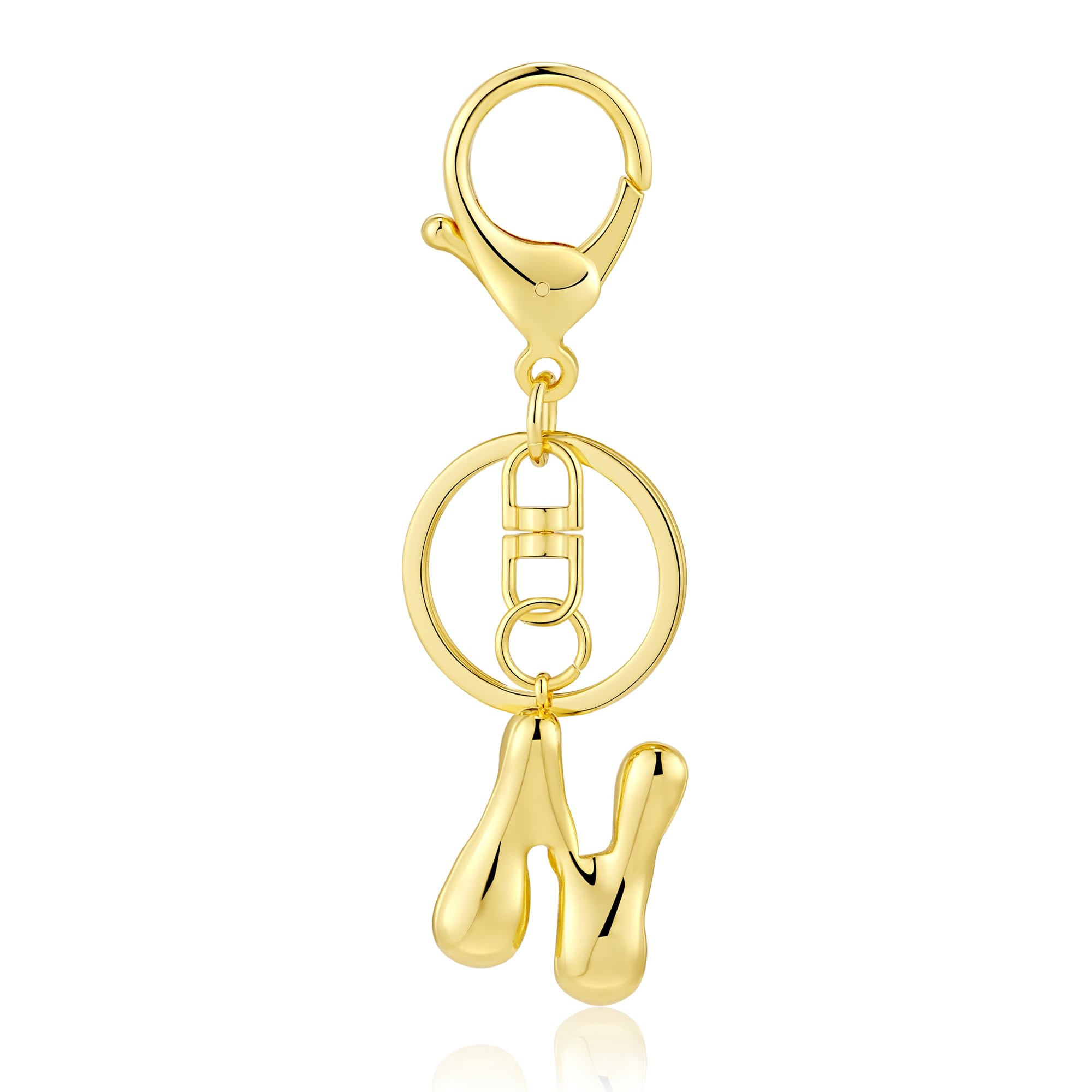 Kainier Gold Bubble Initial Keychain for Women Bag Charm Purse Key Alphabet Handbags Pendant Accessories Gift