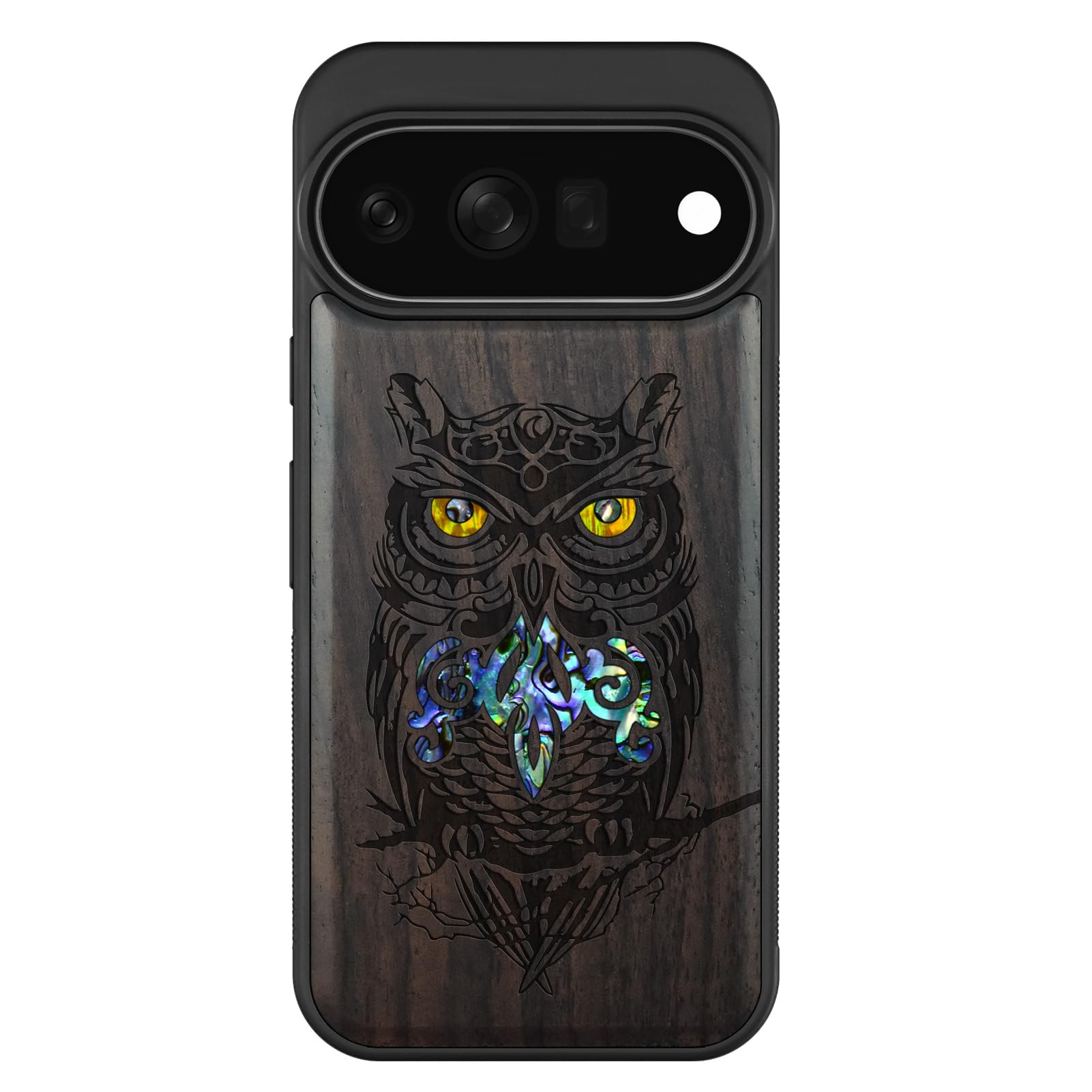 Carveit Madera Funda para Google Pixel 11 Pro (Oscura-Elegancia Nocturna)
