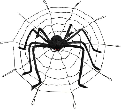 Miniatura 5 de Araña gigante de Halloween de 6.6 pies, decoración de Libay para exteriores, araña peluda grande, araña peluda aterradora, decoración espeluznante