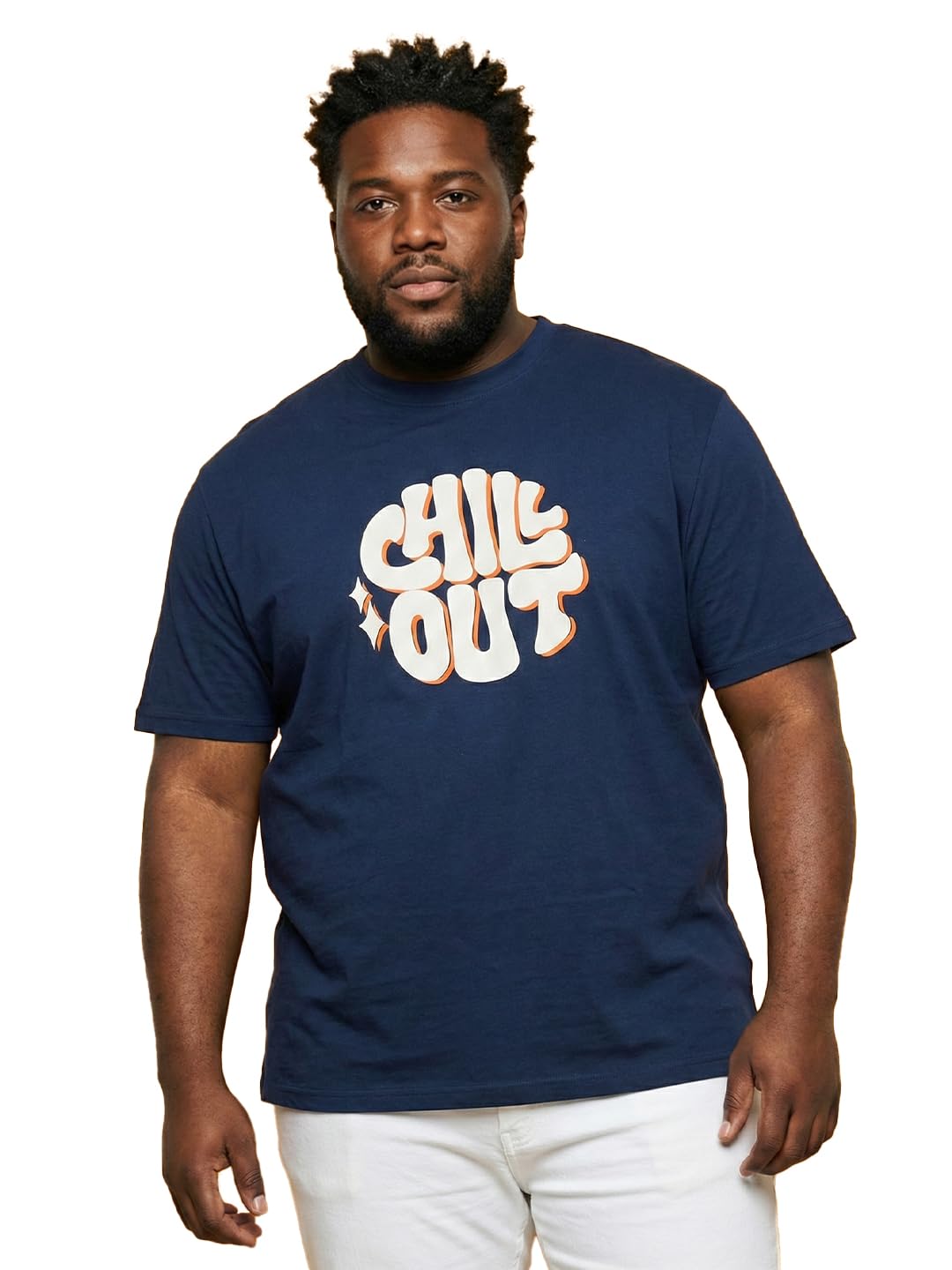 Men Plus Printed Navy Blue Half Sleeve Round Neck Tshirt-image-31