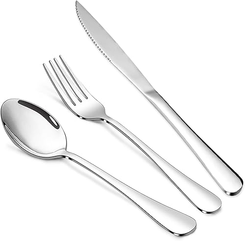 SANTUO - Juego de cubiertos para 4 personas 20 unidades acero inoxidable pulido de espejo para comer y cenar incluye cuchara tenedor y cuchillo para