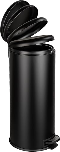 Miniatura 5 de WENKO Negro, bote de basura con tapa y pedal, cubo de basura para cocina con cubo interior extraíble, fácil de cerrar, acero, mate, 7.93 galones, 12