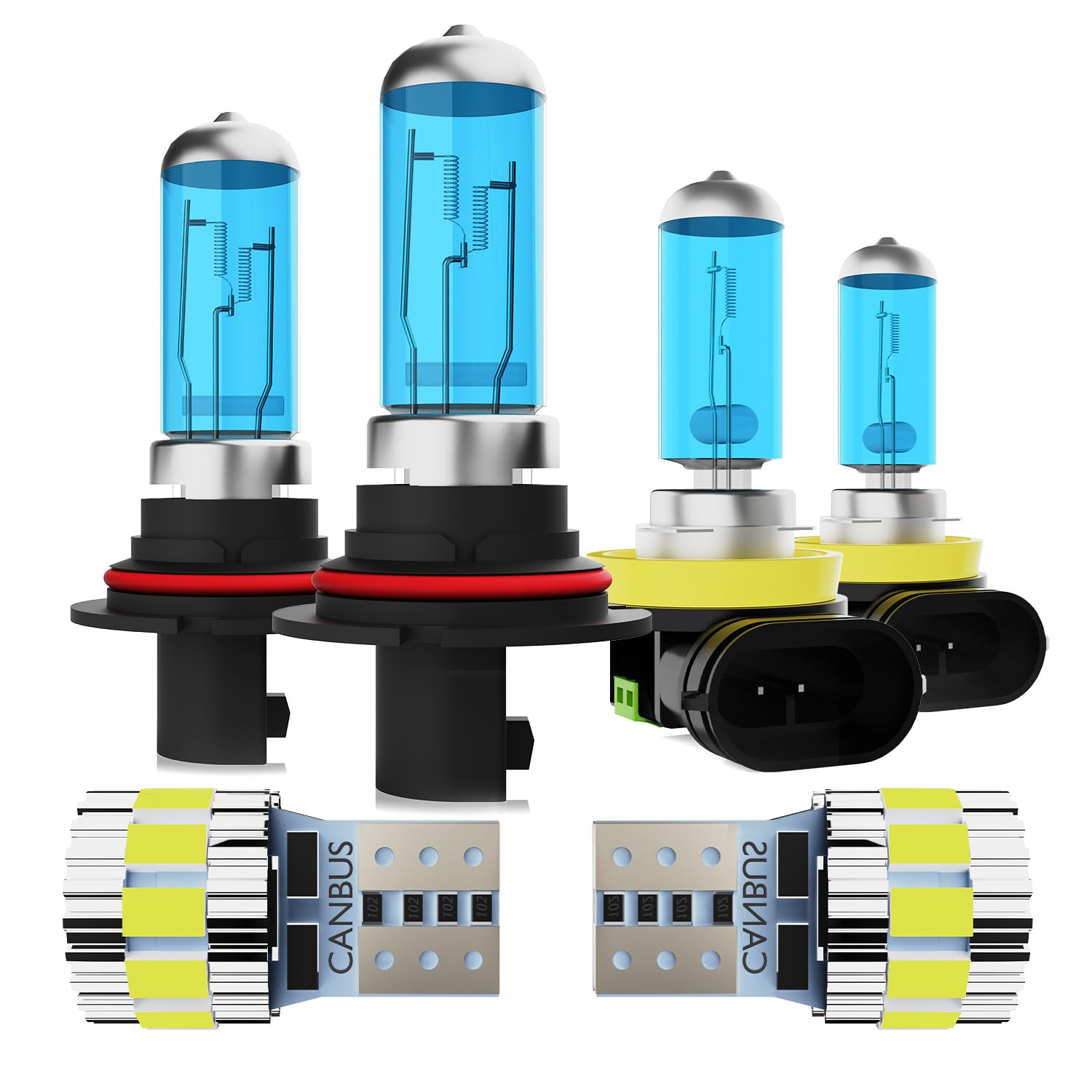 Headlight Bulbs Fit For Nissan Pathfinder 2005-2012, 300% Ultra Brighter Halogen Headlight Bulb And License Plate Lights Combo, 9007 H11 High Low Beam Fog Lights, 6500k White Light, Pack of 6