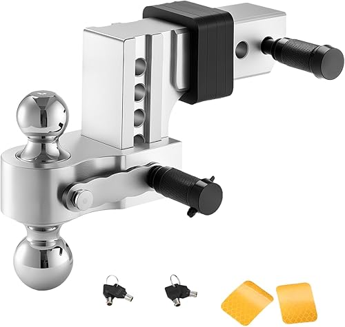 VEVOR Enganche de remolque ajustable, montaje de bola de enganche de caída de 4 pulgadas, apto para receptor de 2.5 pulgadas, enganche de remolque