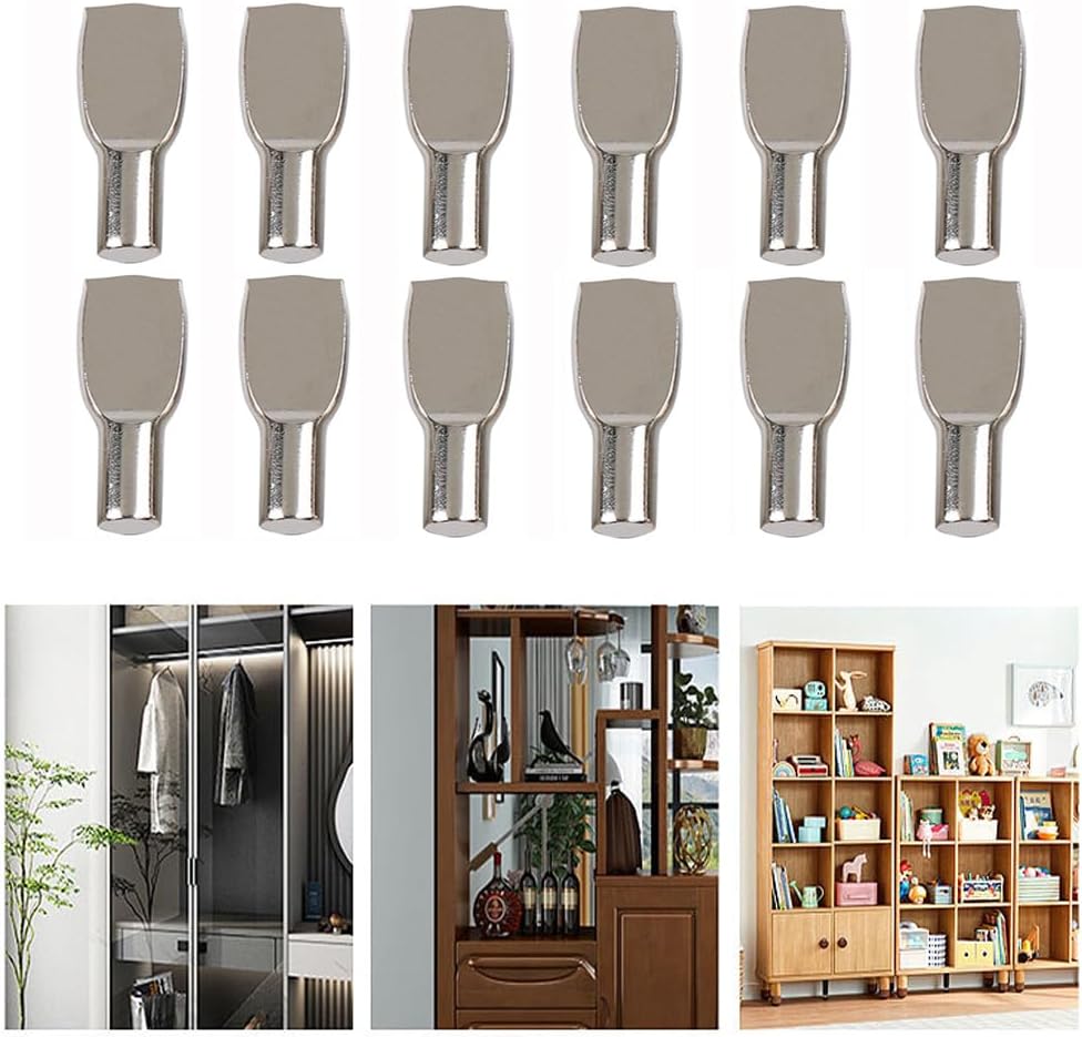 VASANA 30PCS 7mm Cabinet Shelf Pegs Flat Spoon Shape Support Pin Cabinet Furniture Shelve Support Pegs Nickel Plated Shelf Bracket Pegs for Cupboard Bookcase Kitchen Closet Furniture(Silver)
