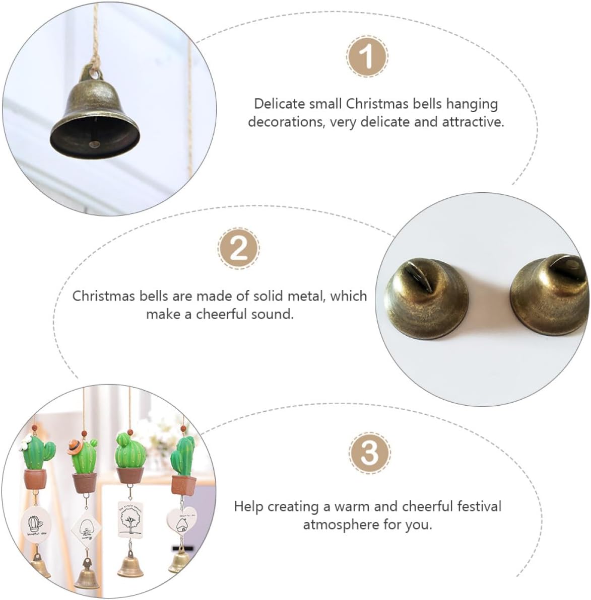 16pcs Solid Metal Christmas Bells Craft Bells for Decoration Pet Collar Festive Home Ornament