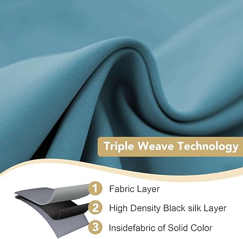 Miniatura 3 de H.Versailtex - Cortinas opacas con ojales y aislamiento térmico para oscurecimiento de habitación (juego de 2 paneles, 52 x 63 pulgadas de largo,