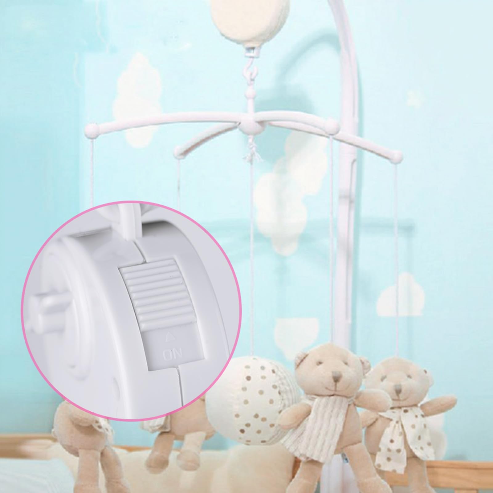 Soporte para cama y cuna de bebé - Brazo móvil con caja de música mecánica y soporte extendido con tuerca y tornillo - Juguetes para Baby Girl & Boy