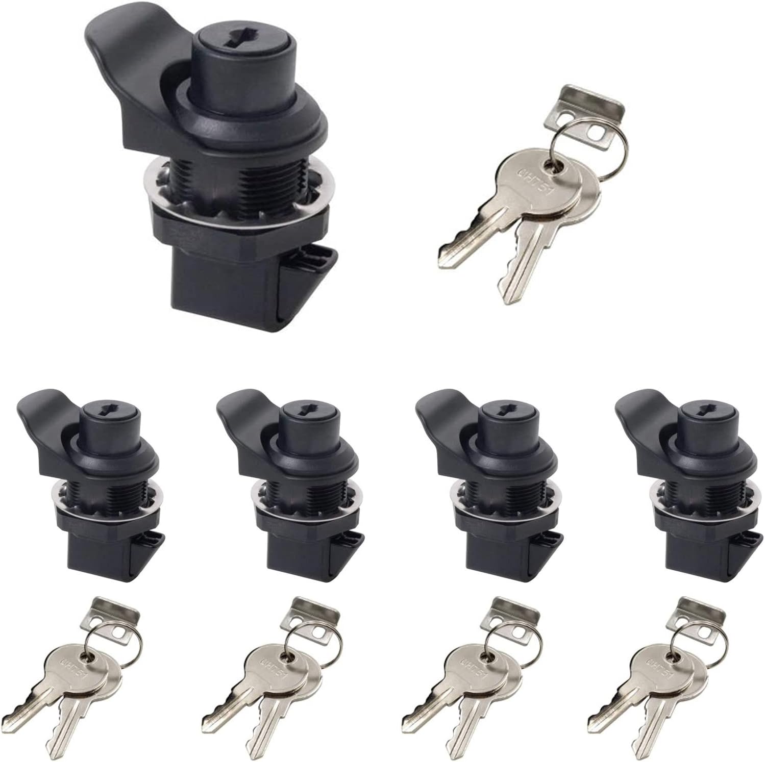 Push Button Latch with Key Craftsman Tool Box Lock Replacement Cabinet Door Lock for Marine Boat Toolbox, RV Camper Glovebox (10 Packs)