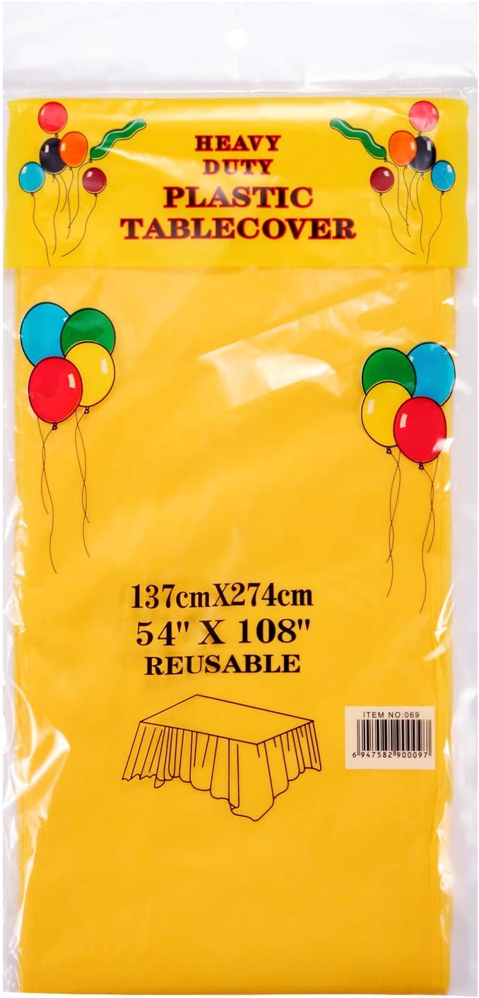 ETRENDS 6 Pack Premium Heavy Duty Plastic Tablecloth, 54 Inch. x 108 Inch
