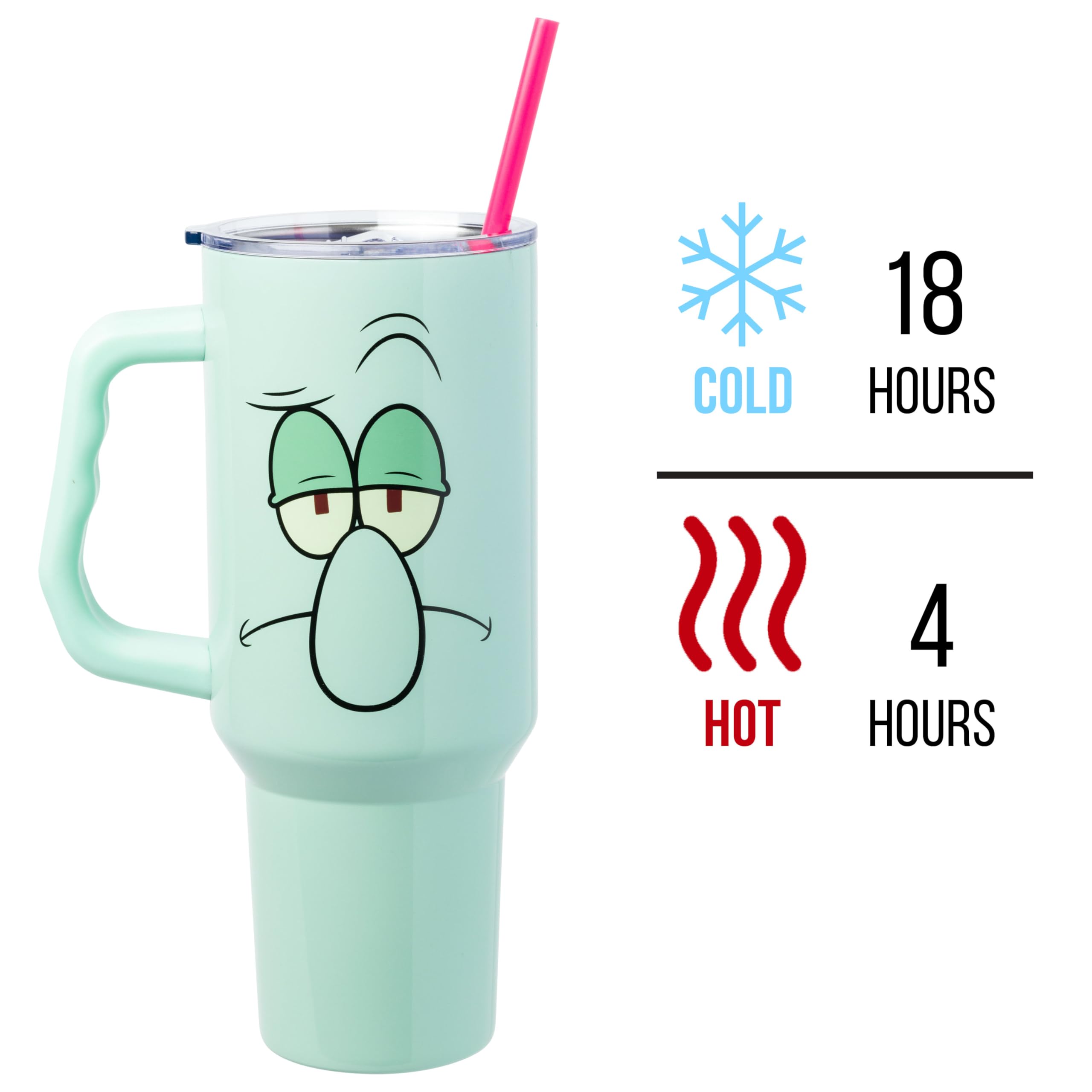 Silver Buffalo Sponge Bob Squidward Big Face Edelstahlbecher mit Griff, 1,2 l