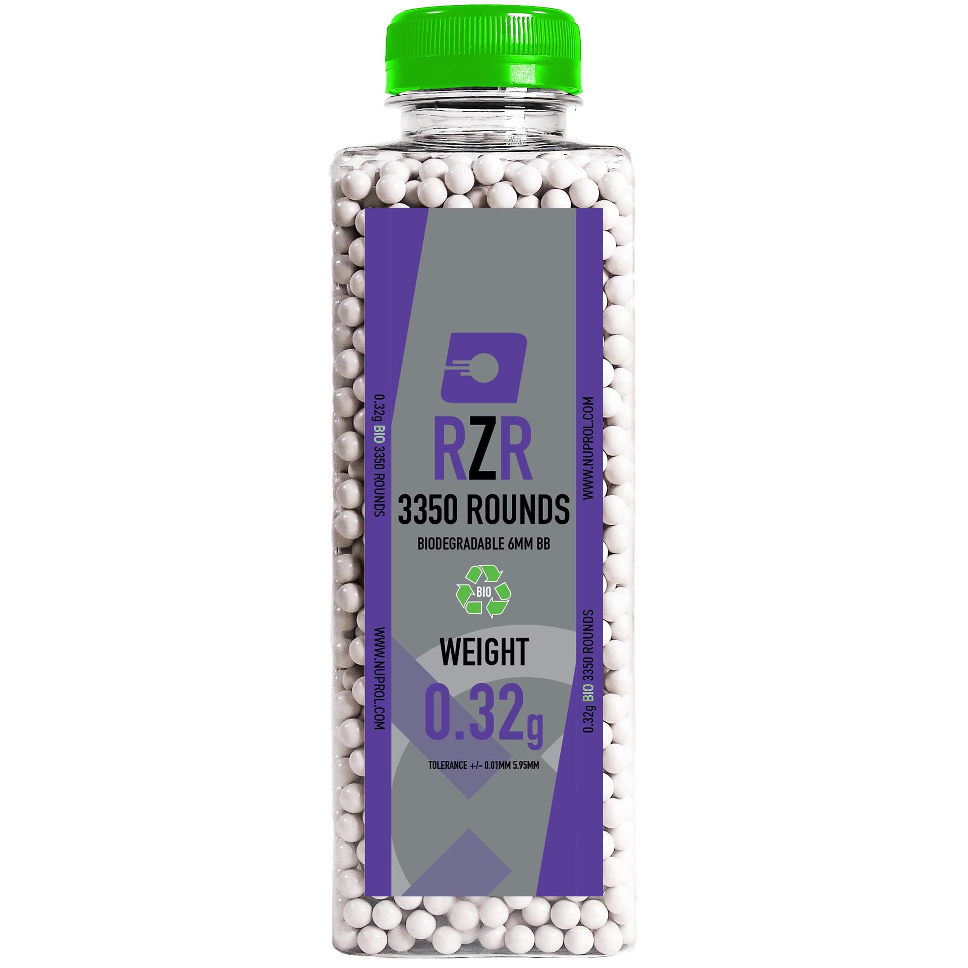 NUPROL RZR 0.32g 3350R Biodegradable 6mm Airsoft BBs Ammo Low Tolerance High Performance 5.95mm +/-0.01mm
