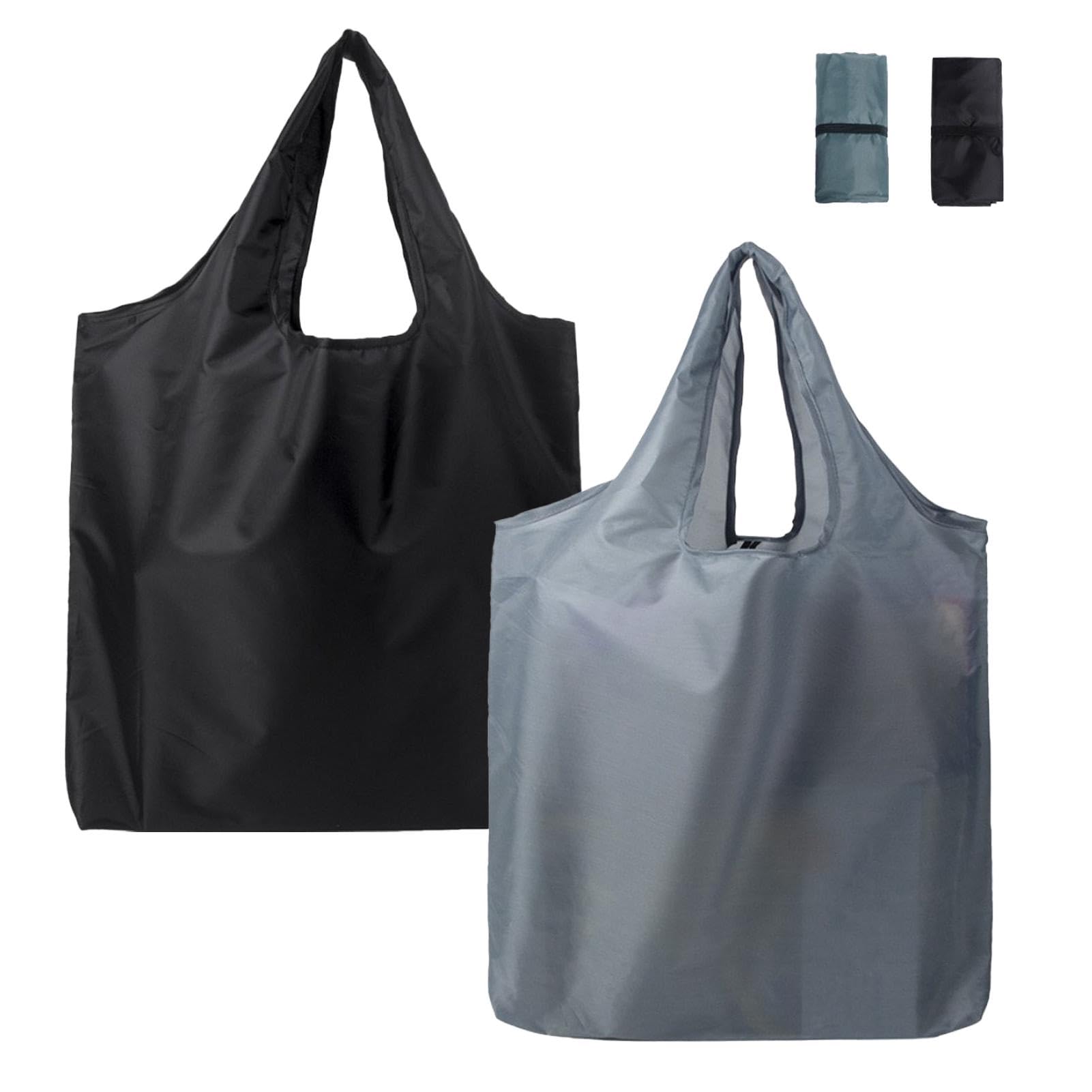 Tharvolex 2 Pack Foldable Reusable Shopping Bags - Lightweight Waterproof Grocery Tote Bag for Daily Shopping Travel Storage for Women Men