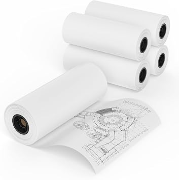 MFLABEL Wide Format Paper 24" x 150 Plotter Paper 4 Rolls CAD Bond Rolls 20lb 2"Core for CAD Printing on Wide Format Ink Jet Printers
