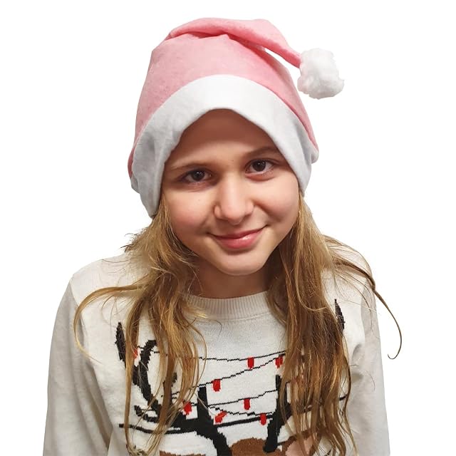 Foto 5 de 8 de Ciffre Lote de 50 Gorros de Navidad Gorro de Invierno Papá Noel Felices rosa fucsia M1