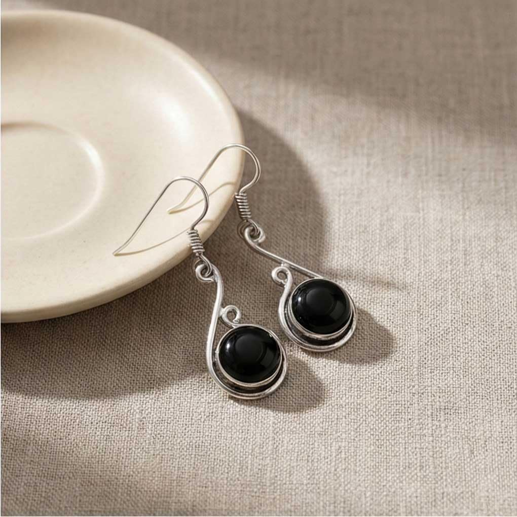 Handmade 925 Sterling Silver Overlay Drop Dangle Earring Natural Gemstone Carnelian, Crystal, Moonstone, Turquoise Round Boho Jewelry For Women
