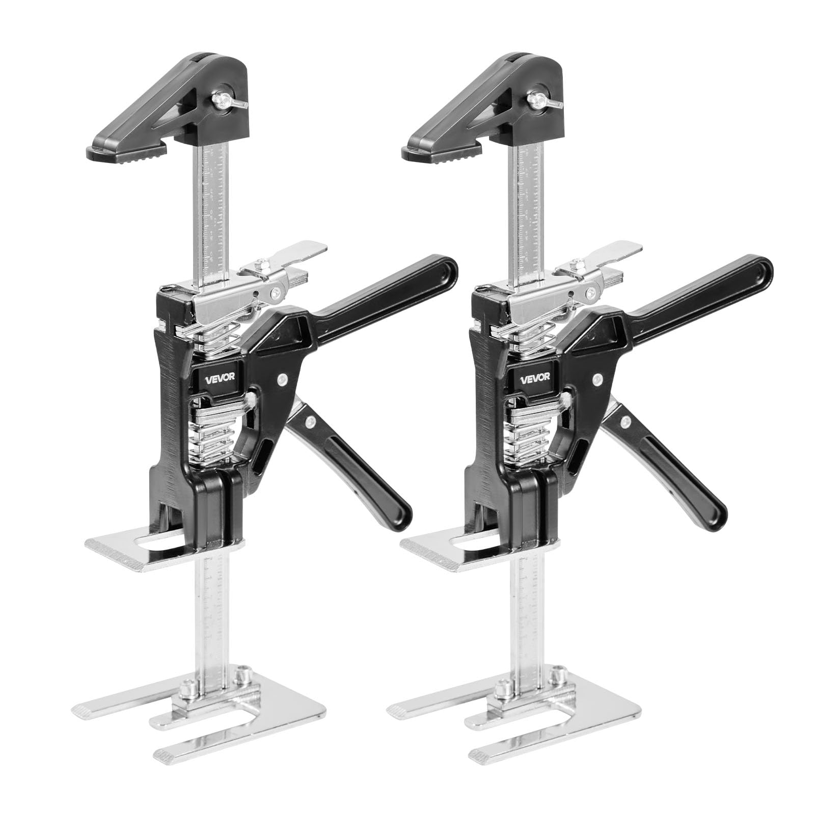 VEVOR Cric à Bras 2PCs, Lève Meubles Portes Plaques avec Capacité 120 kg, Outil de Levage Manuel jusqu'à 16,5 cm, avec Niveau Magnétique, 2 Modes de Réglage, pour Fenêtres, Installation, Noir