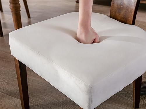 Miniatura 5 de Juego de 2 sillas de comedor de madera de nogal, sillas tapizadas para comedor y cocina, asiento de terciopelo beige, respaldo medio, silla auxiliar