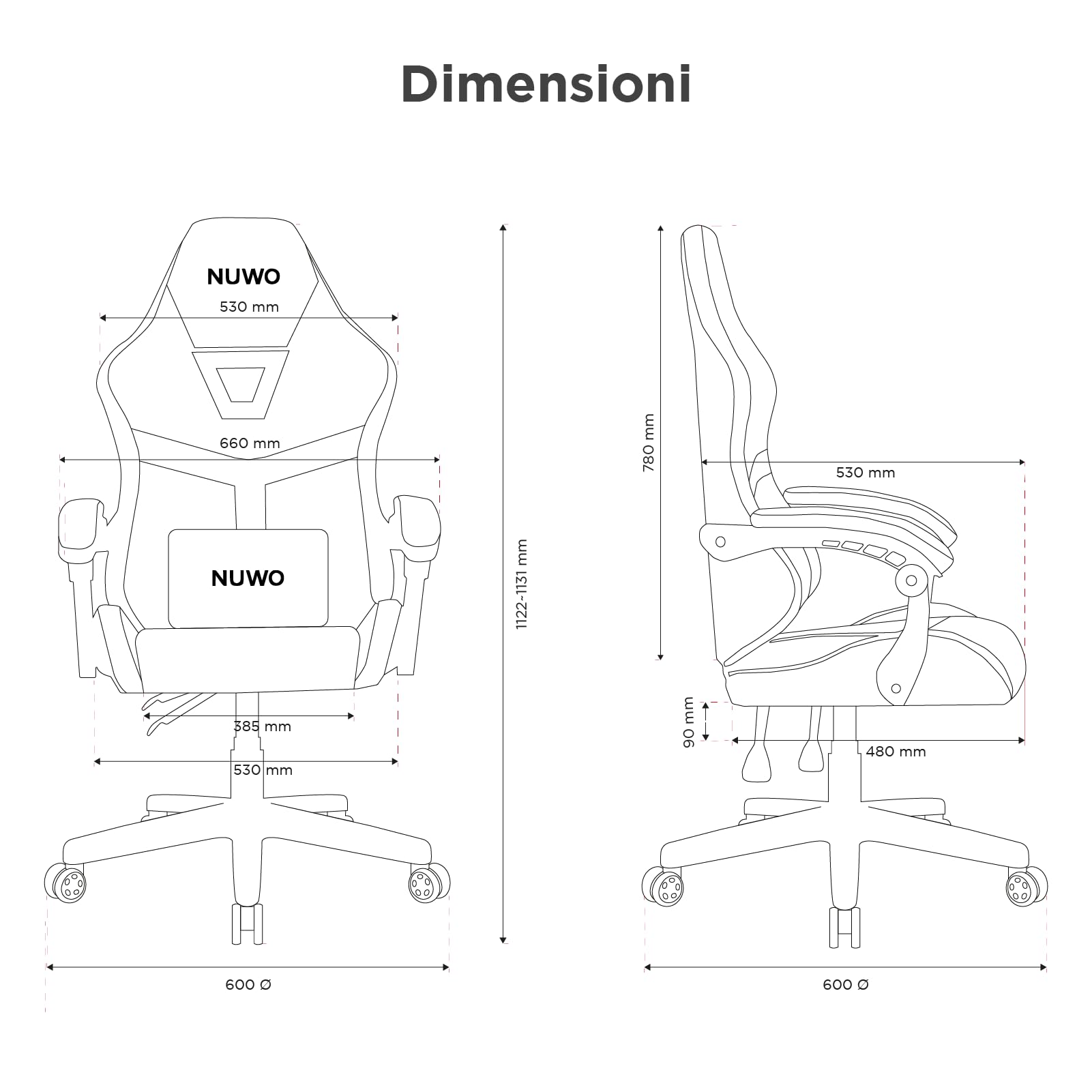 Nuwo Odin - Silla Gaming ergonómica, Silla de Ordenador para Ordenador de Videojuegos, Oficina, reposabrazos Acolchados curvos, Respaldo y Altura Ajustable, Soporte Lumbar y reposacabezas, 120 kg