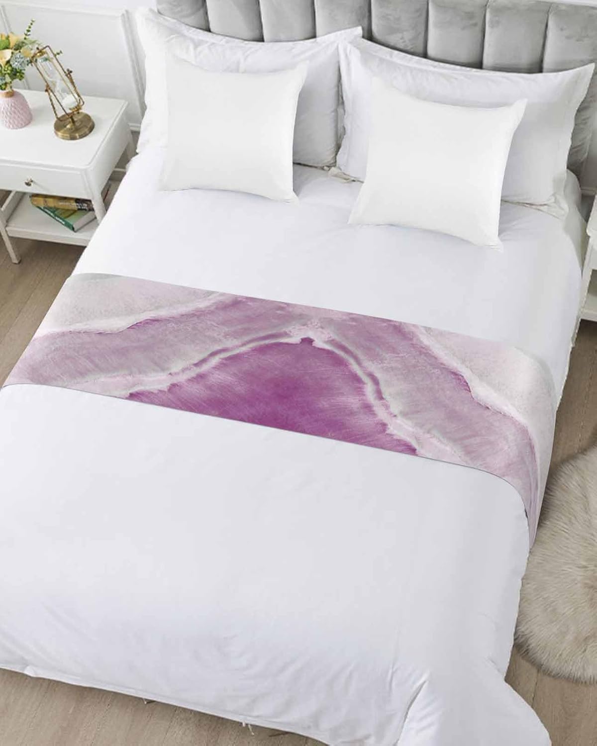 Rose Red Bed Runner Scarf Bedding Accessory For Full Size Bed,Soft Bed Scarves And Runners Stainproof Bedroom Decor For Hotel Wedding Room,Modern Abstract Coastal Ocean Sea Wave Summer 83"x20"