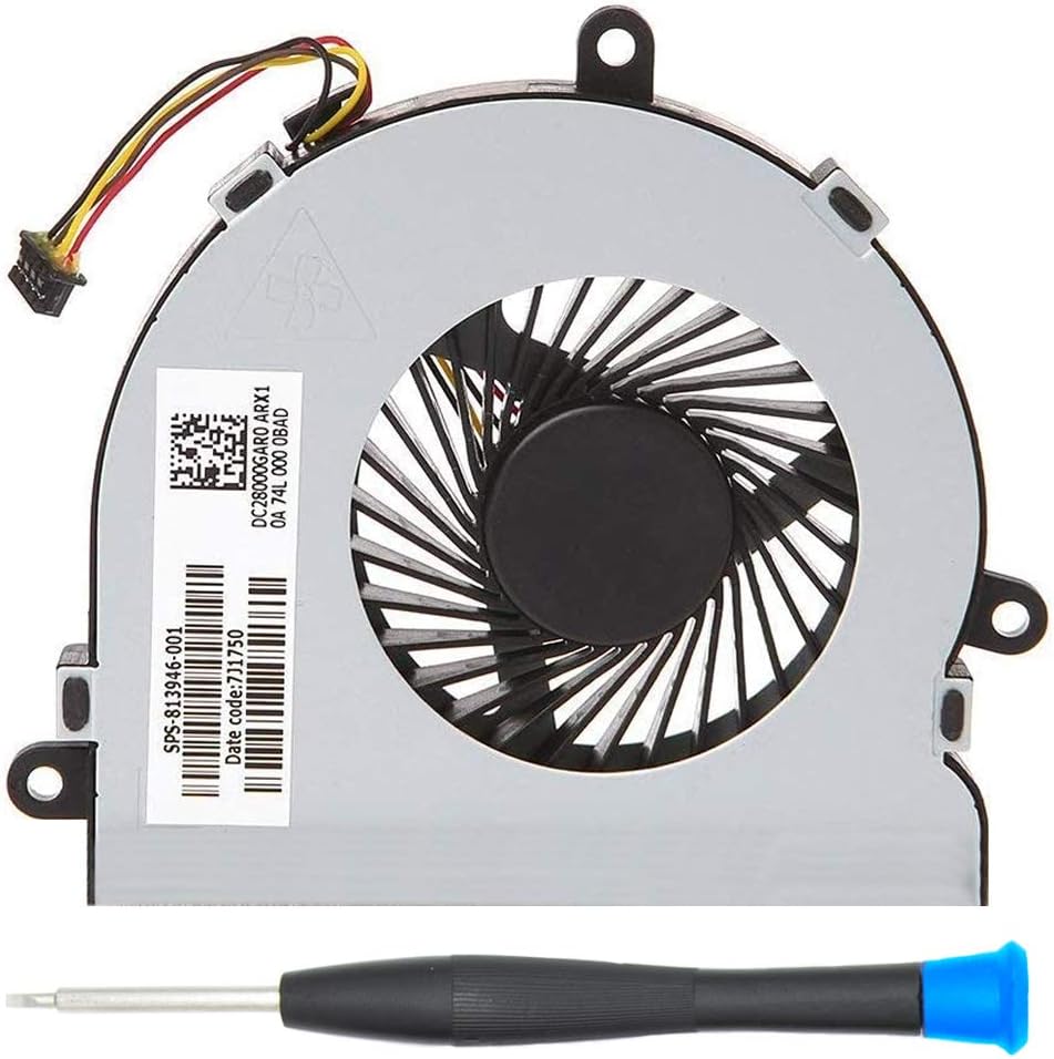 MMOBIEL Laptop CPU Cooling Fan 4 Pin 4 Wire Replacement for HP 250 G4 255 G4 Notebook 15-AC Series DC28000GAR0 XRF-813956-002 Incl (+) Screwdriver