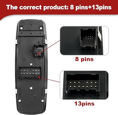 Miniatura 10 de Interruptor de ventana eléctrico compatible con Jeep Cherokee 2015-2022, Chrysler 200 2015-2017, Chrysler 300 2011-2020, Dodge Charger 2011-2019