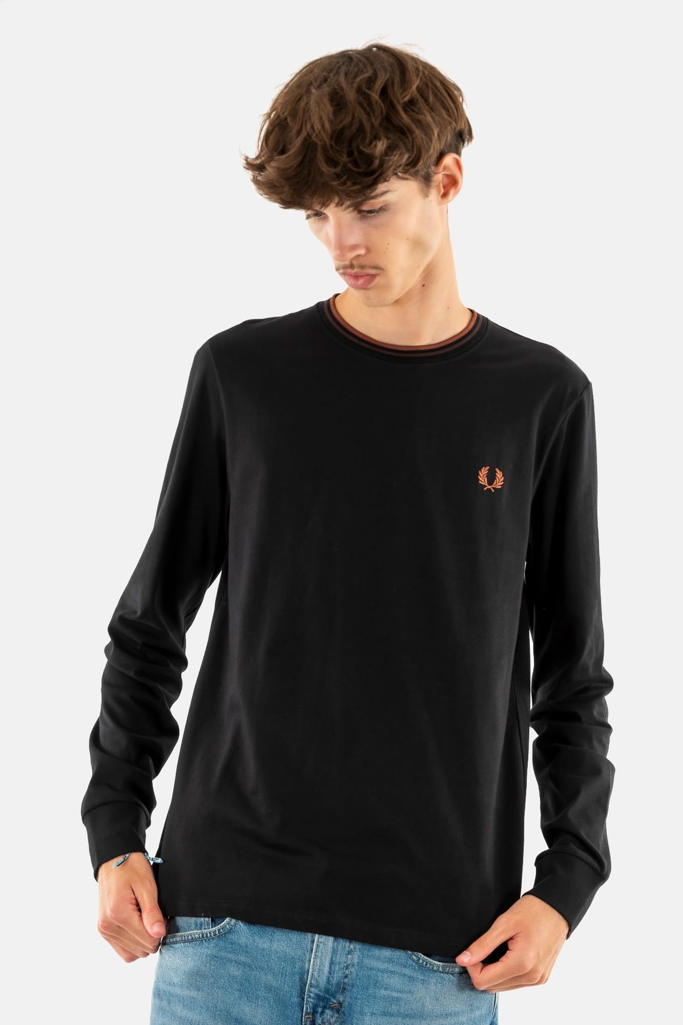 Fred Perry Long Sleeved Twin Tipped Tee Shirt, T-Shirt