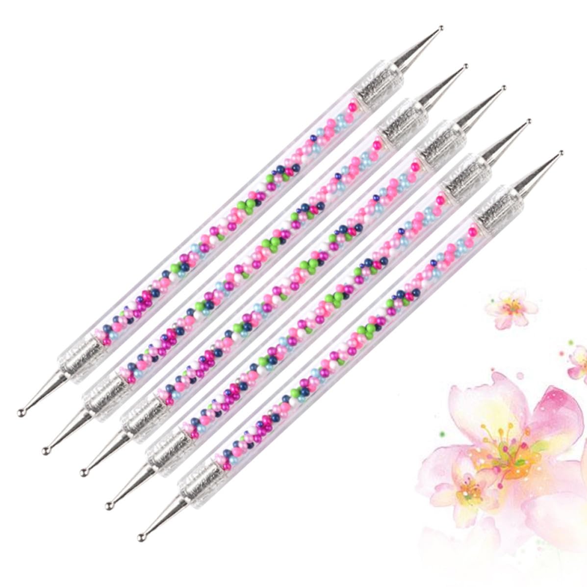 5 Pcs Nail Art Pen Set Dual-ended Acrylic Nail Painting Tool Lightweight Easy to Carry Professional Home Use