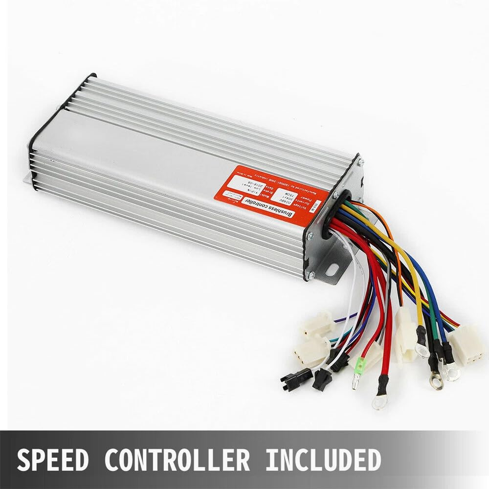 48V DC 750W Electric Brushless Motor, Tricycle Brushless Pure Copper Motor Kit with Controller&3100 RPM Speed for DIY E-Bike, Electric Scooters
