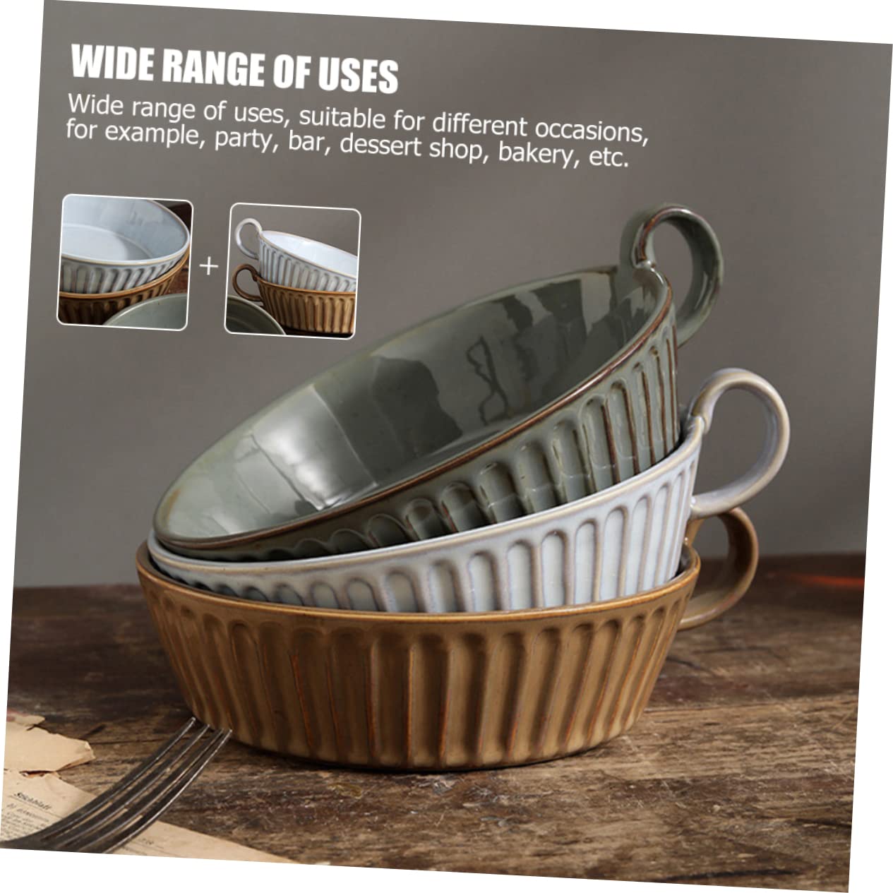 Cabilock Retro Serving Bowls Multipurpose Fruit Tray and Pasta Bowl for Home Use for Casseroles Lasagna Desserts and More Design Pearl